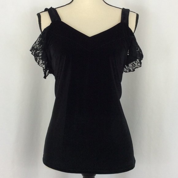 New York & Company Tops - Sweet Pea Black Cold Shoulder Blouse 134E